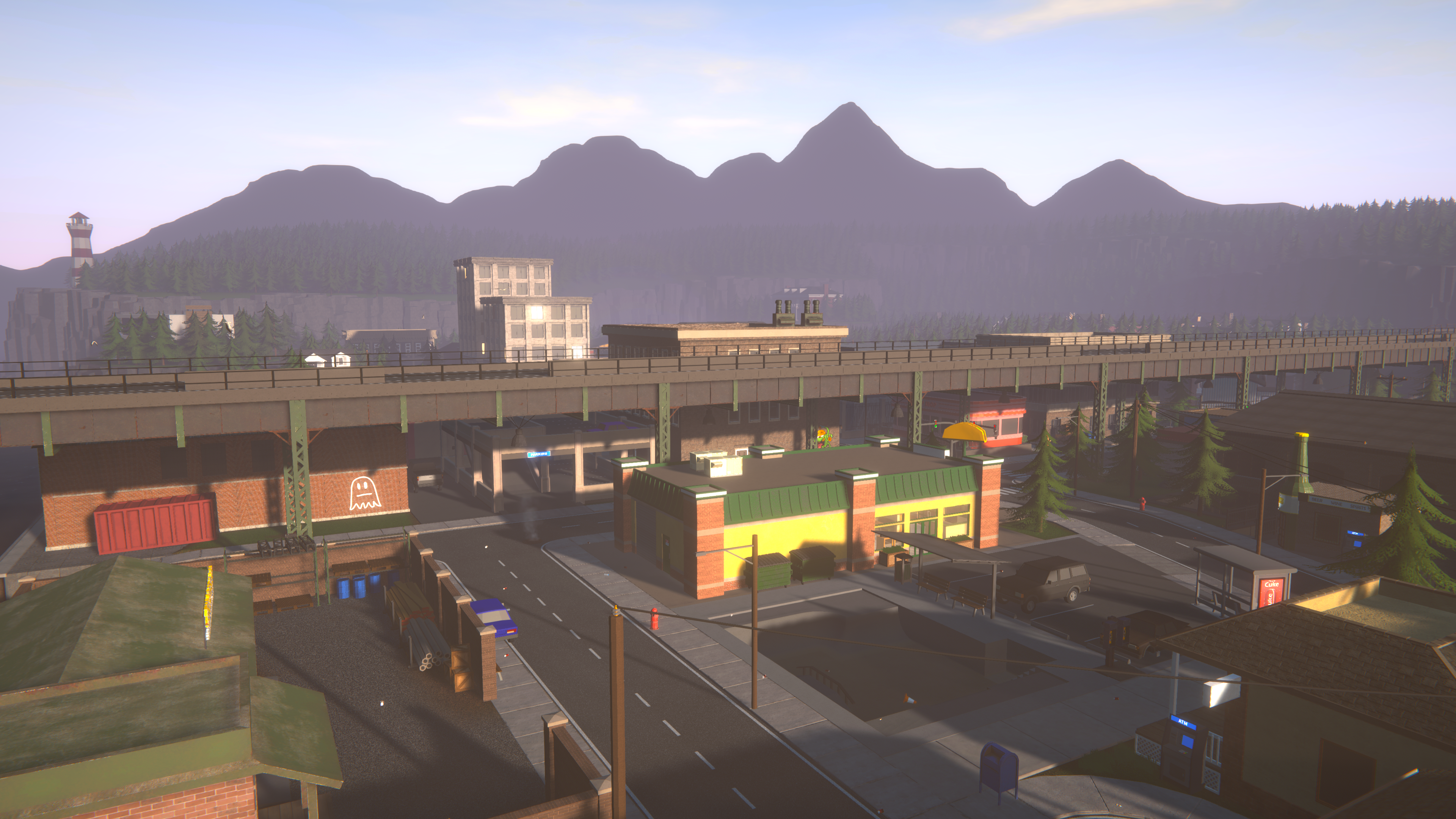 Schedule I オープンワールド — ハイランドポイントの街並み