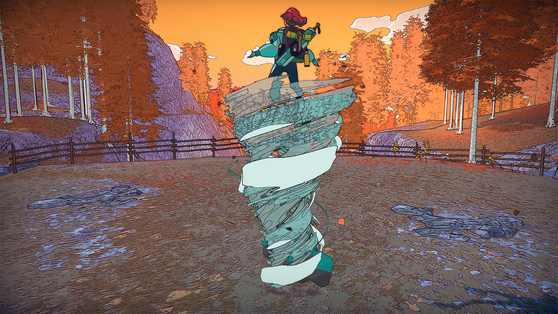 Dungeons of Hinterberg 森エリアで竜巻魔法を使うルイーザ