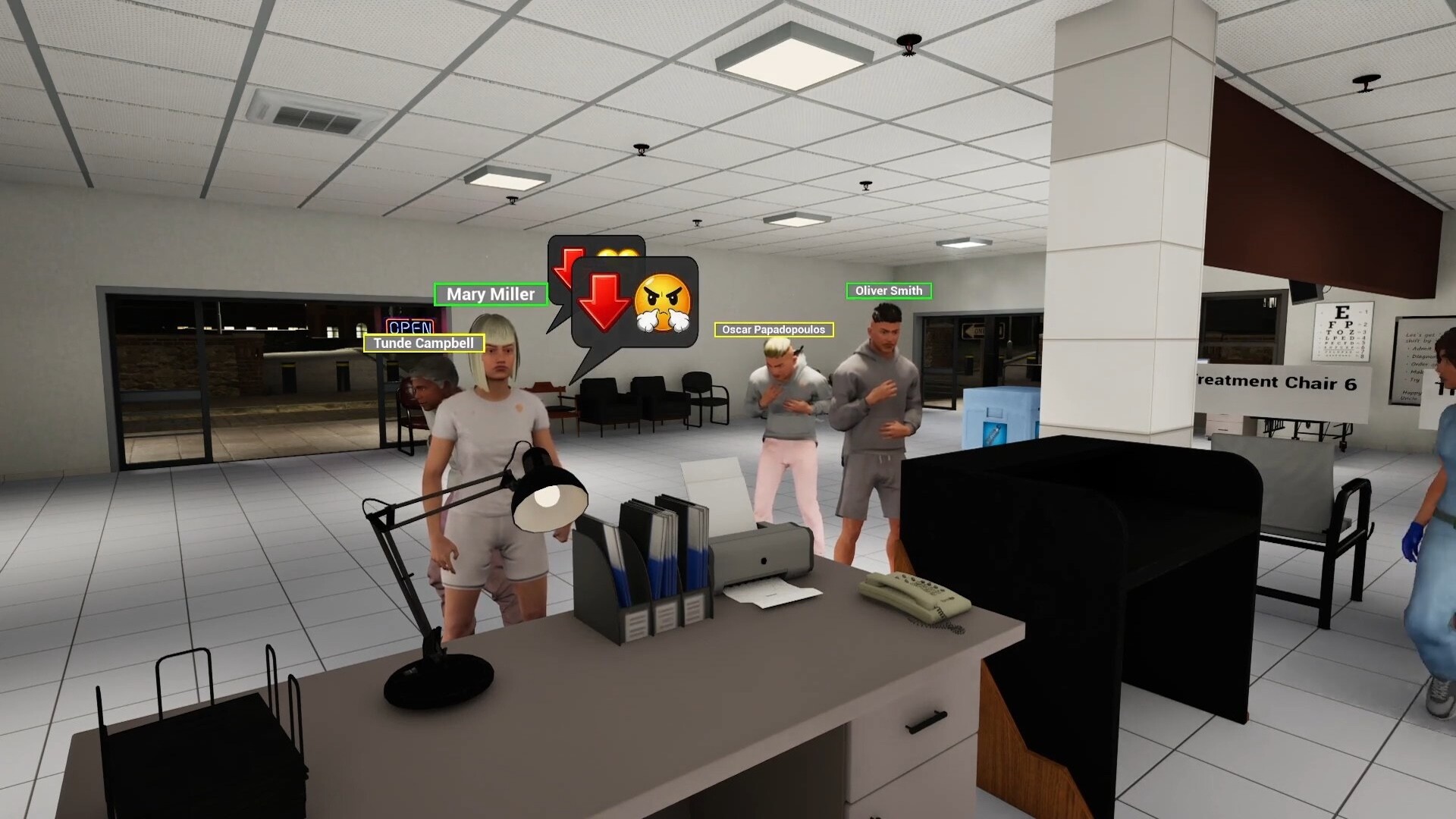 CURE A Hospital Simulator ゾンビ対処しながら診断する場面