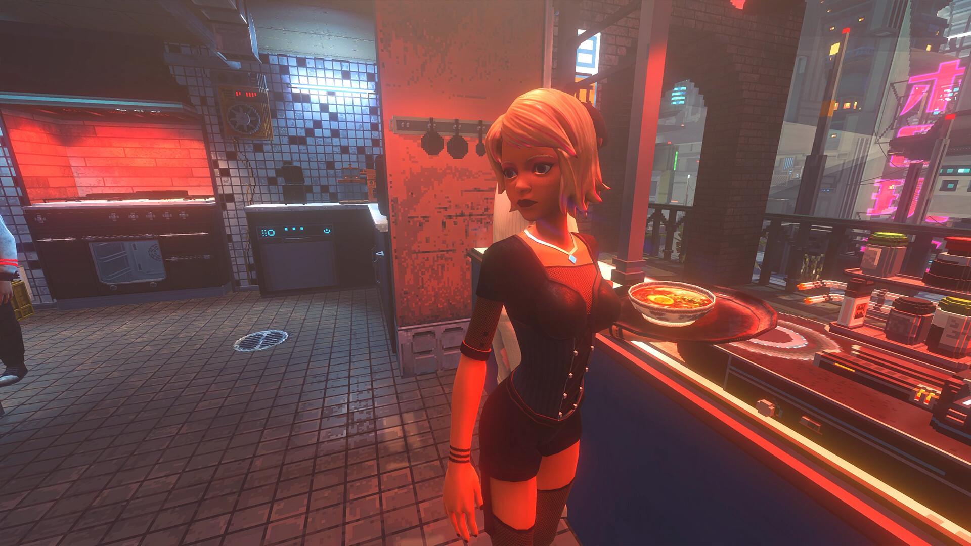 Nivalisの都市全景。夜のサイバーパンク都市を上から見下ろす